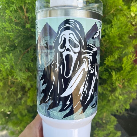 Gift Halloween Ghostface Scream 40oz Tumbler/Water bottle 40 oz Mug Horror tumbl - Picture 5 of 7